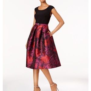 Floral Brocade Fit & Flare Dress